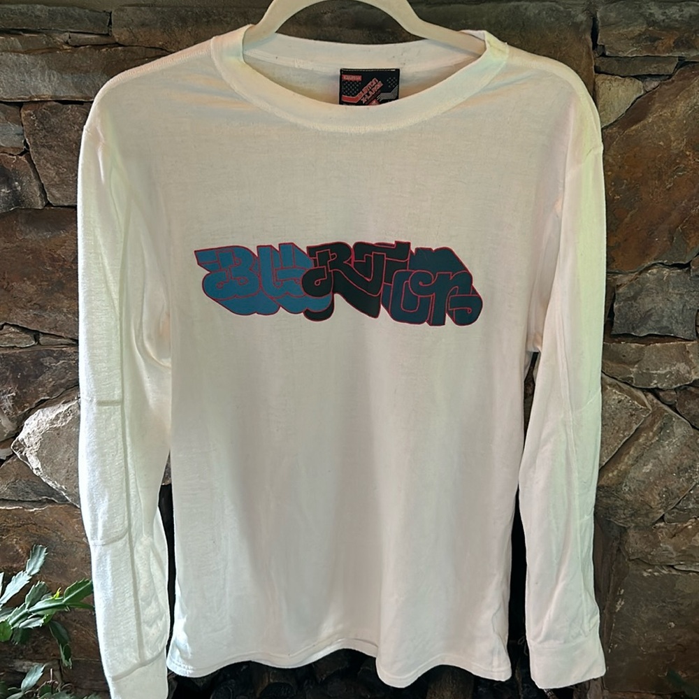 Burton XL white Long Sleeve T shirt on with BURTON Logo on Front;Good Condition